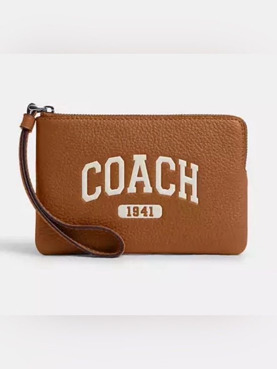 Coach Handbags - Coach Corner Zip Wristlet Varsity Logo NWT